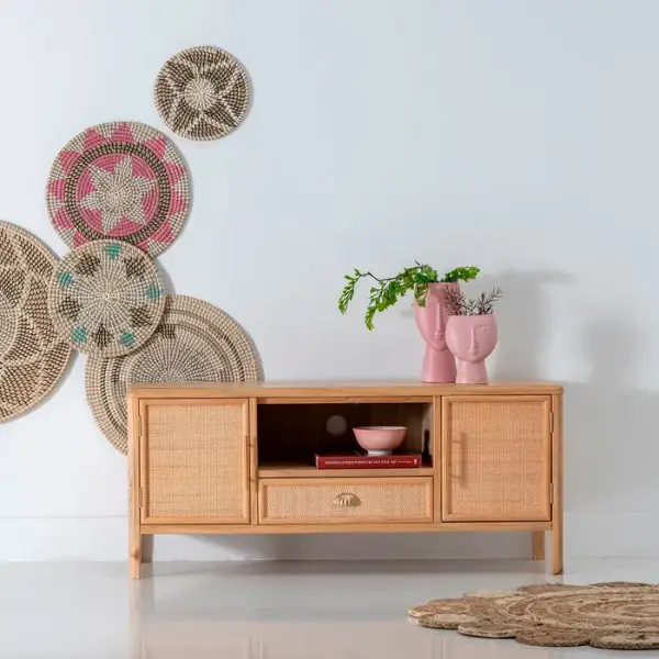 Mueble de tv natural de madera  en dm Saphira