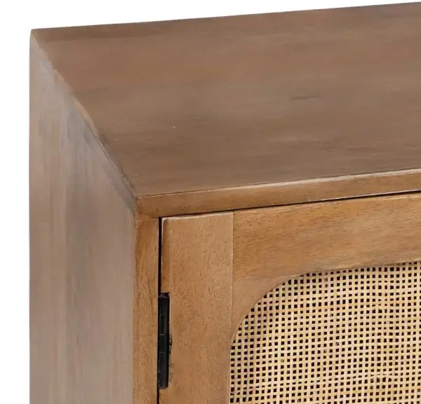 Mueble de televisión de madera natural de mango y ratán Batari