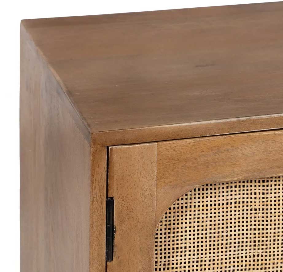 Mueble de televisión de madera natural de mango y ratán Batari