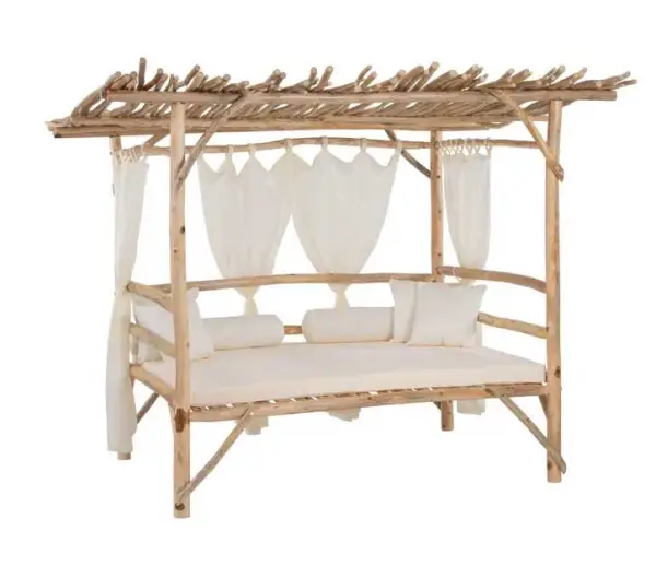 Cama balinesa de madera natural Akar