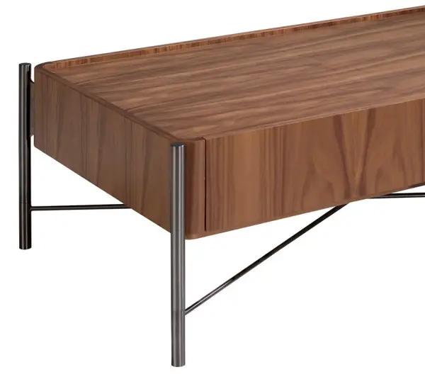 Mesa de centro 2 cajones nogal y acero negro Amboy Angel Cerda