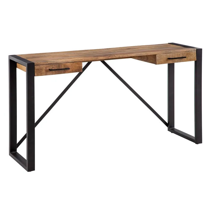 Escritorio de madera de mango natural y hierro negro One