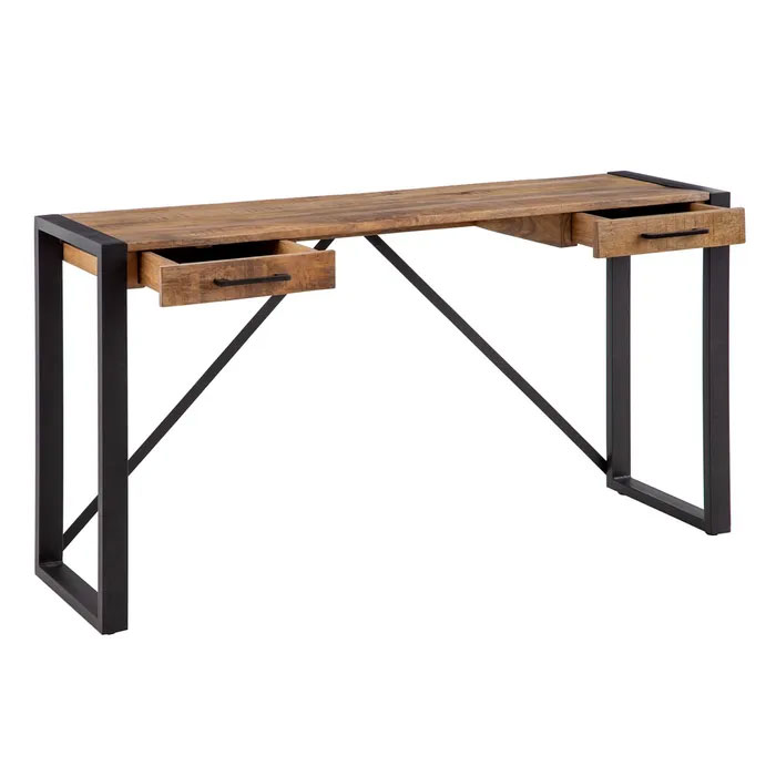 Escritorio de madera de mango natural y hierro negro One