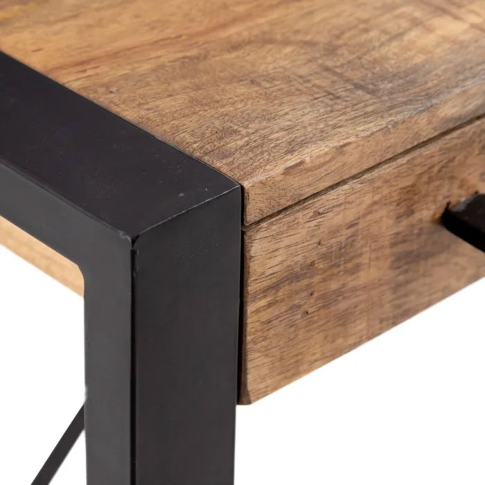 Escritorio de madera de mango natural y hierro negro One