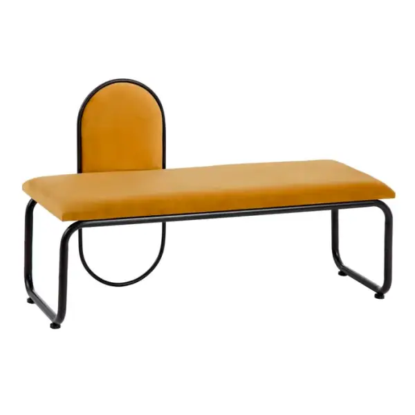 Banqueta de terciopelo color ocre Hindarsfjall