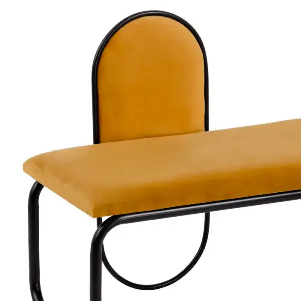 Banqueta de terciopelo color ocre Hindarsfjall