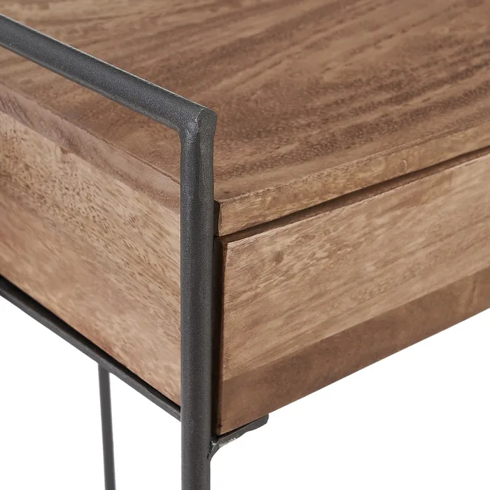 Escritorio natural de madera y hierro salón Tenpenny