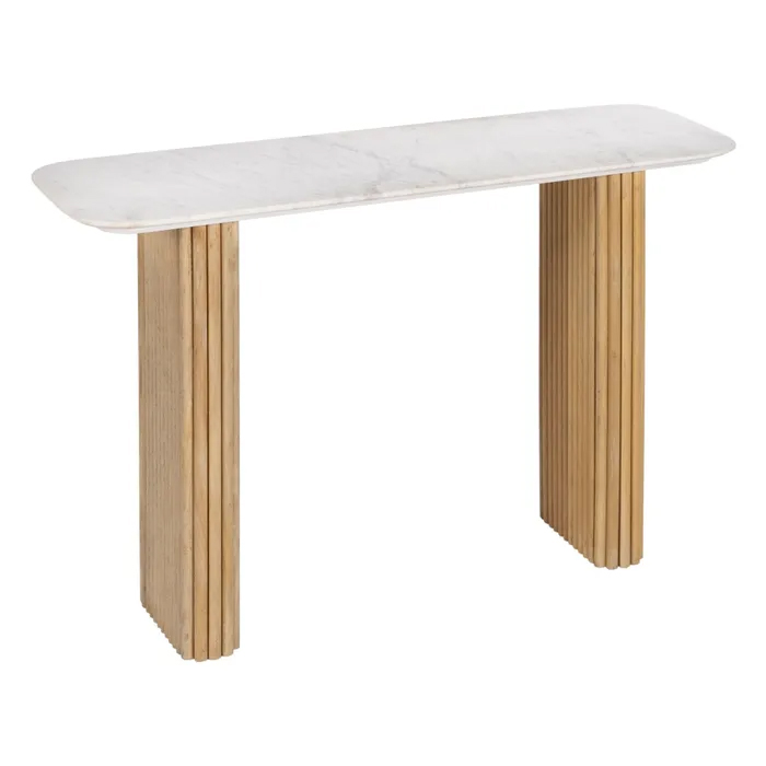 Consola natural blanco mármol y madera Cambridge