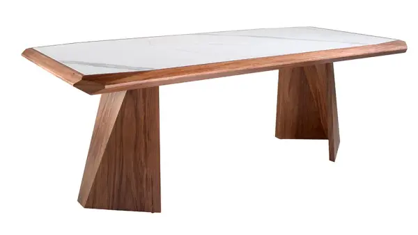 Mesa de comedor porcelánico y nogal Etolia Angel Cerda