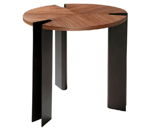 Mesa de centro metal negro y nogal Povis