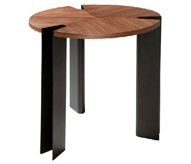 Mesa de centro metal negro y nogal Povis
