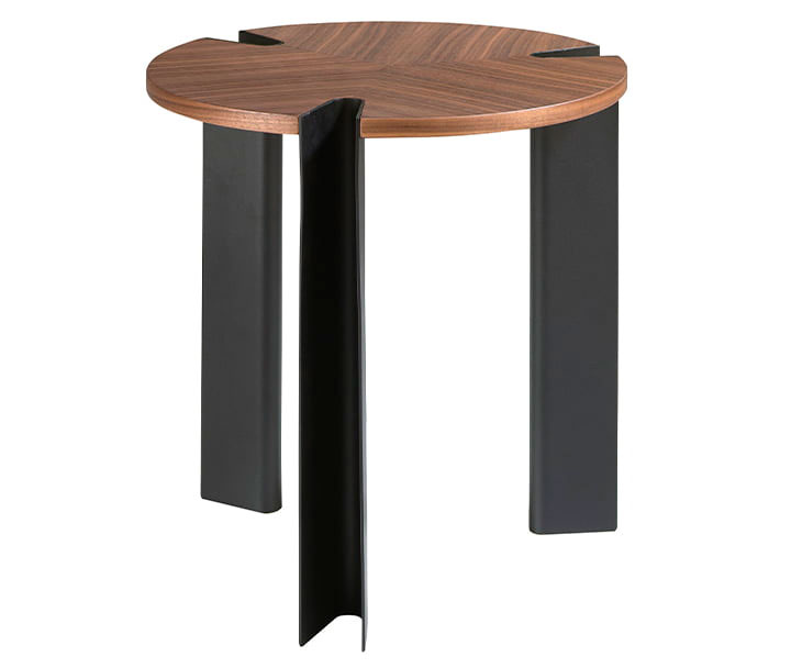 Mesa de rincón metal negro y nogal Povis