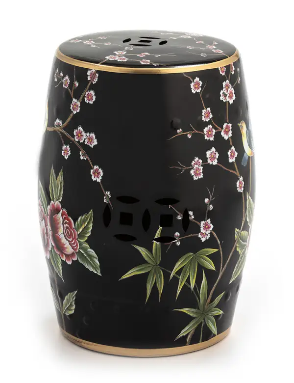 Taburete de ceramica negro y multicolor Liu