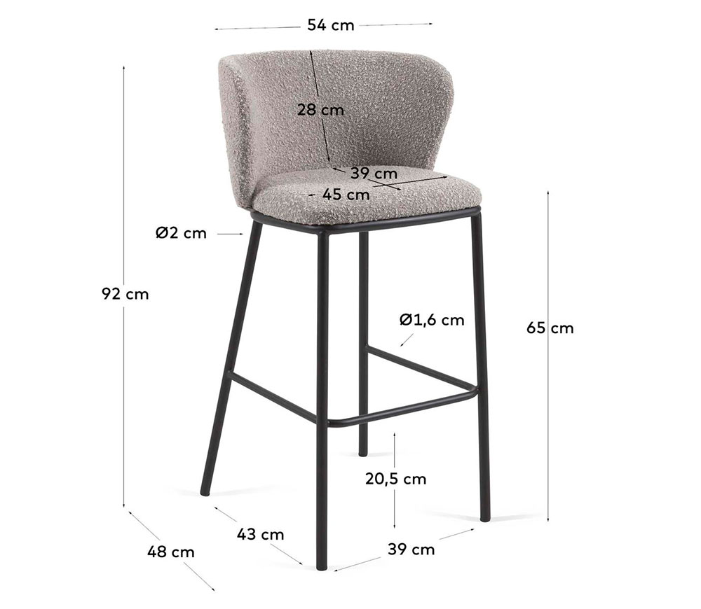Taburete para barra de cocina borreguito gris claro Ciselia