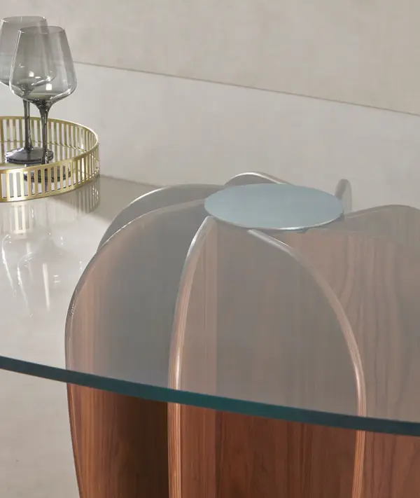 Mesa de comedor nogal y cristal Coral by Punt