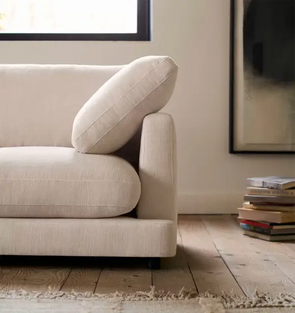 Sofá con chaise longue izquierda tapizado beige Gala