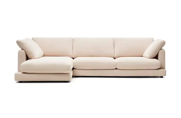 Sofá con chaise longue izquierda tapizado beige Gala