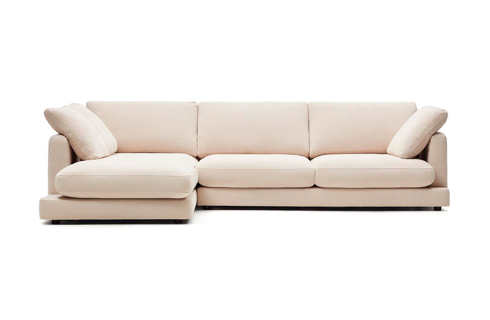 Sofá con chaise longue izquierda tapizado beige Gala