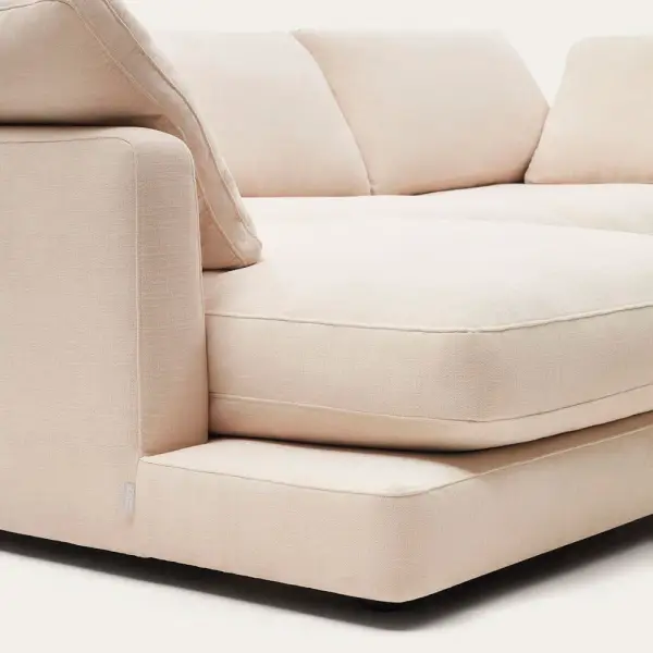 Sofá con chaise longue izquierda tapizado beige Gala