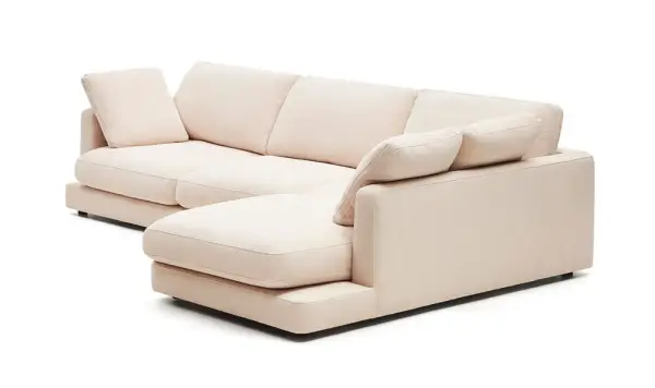 Sofá con chaise longue derecha tapizado beige Gala