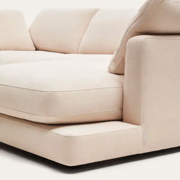 Sofá con chaise longue derecha tapizado beige Gala