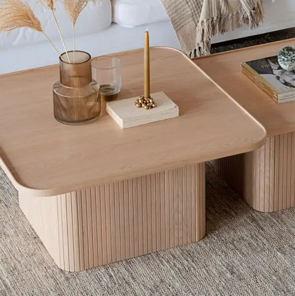 Mesa de centro palillería roble blanqueado Sullivan lig. defectos