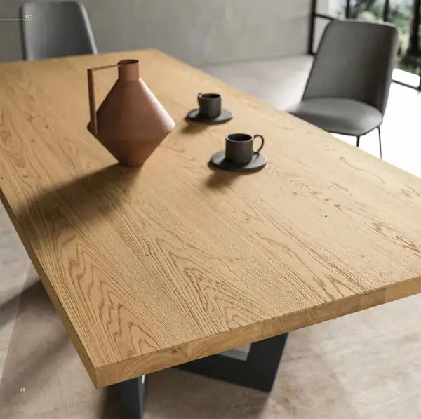 Mesa de comedor antracita y tapa en roble macizo Hamar