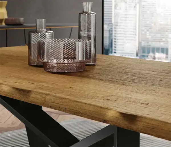 Mesa de comedor antracita y tapa en madera maciza Bryne