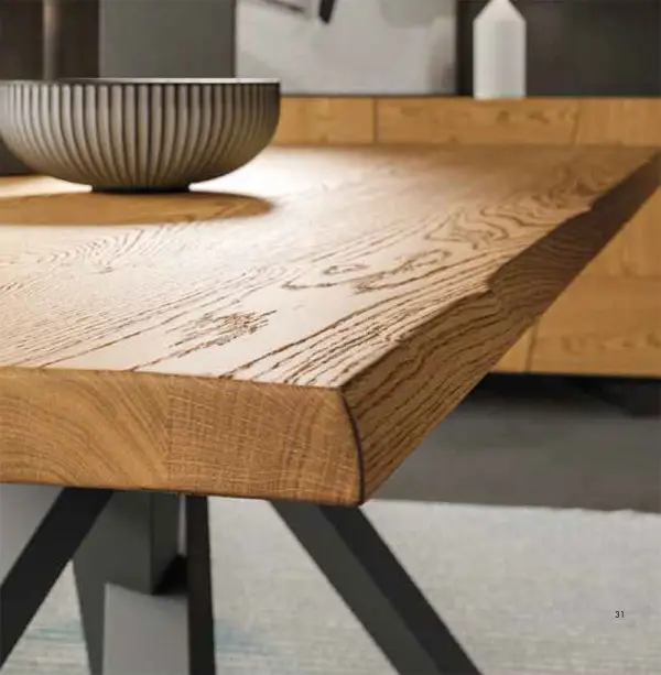 Mesa de comedor antracita y tapa en madera maciza Bryne