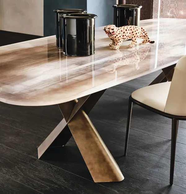 Mesa de comedor crystalart y brushed bronce Mad Max Cattelan
