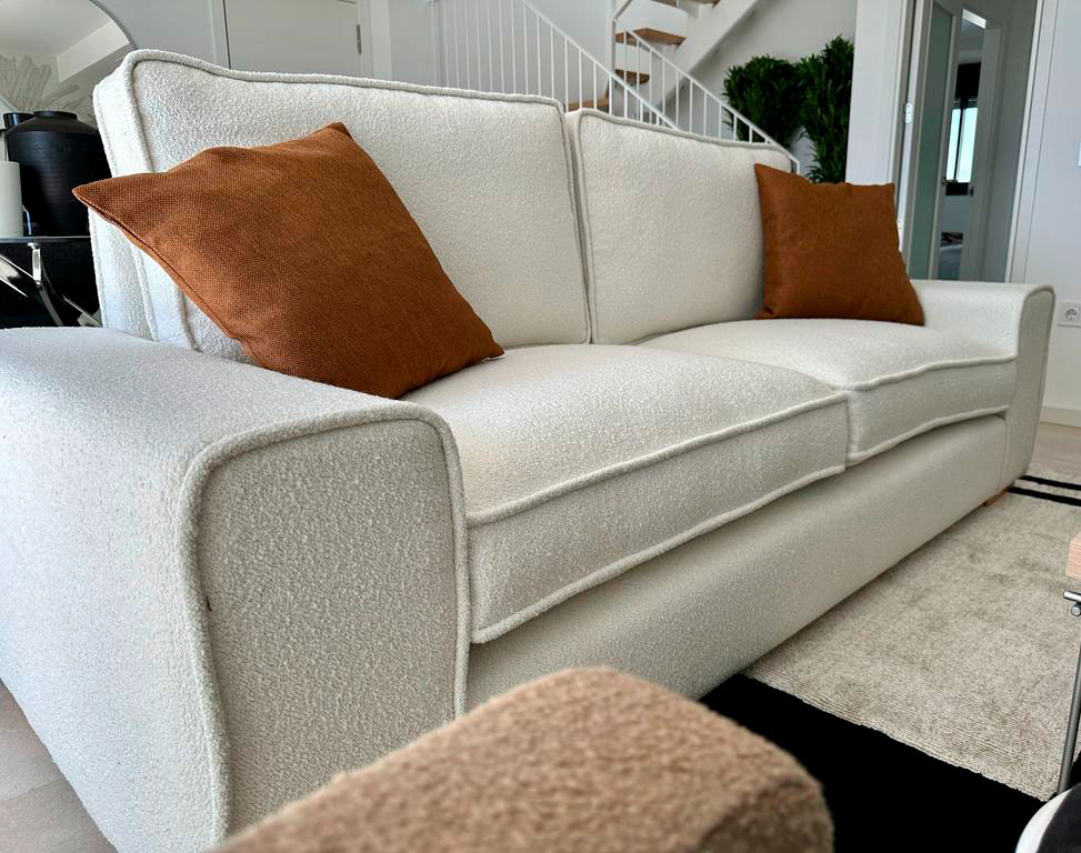 Sofá de 240 recto blanco bouclé