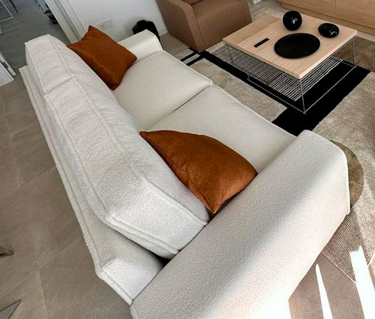 Sofá de 240 recto blanco bouclé