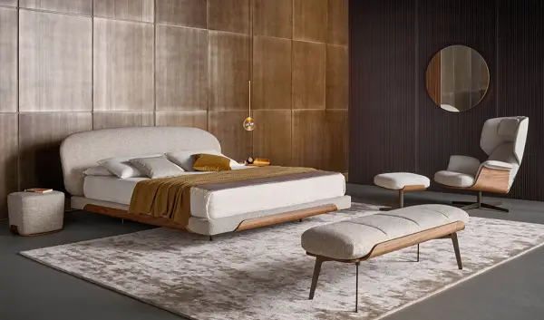 Cama tapizada de diseño Olos Bonaldo