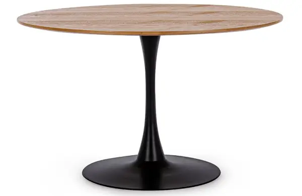 Mesa de comedor redonda negro y natural Veneer