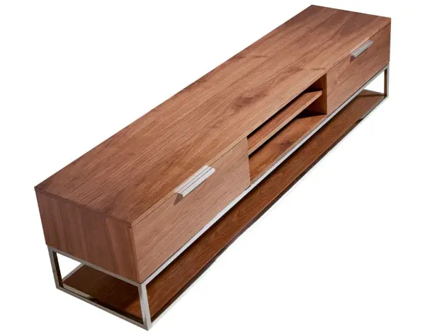 Mesa de televisión acero y nogal Beori