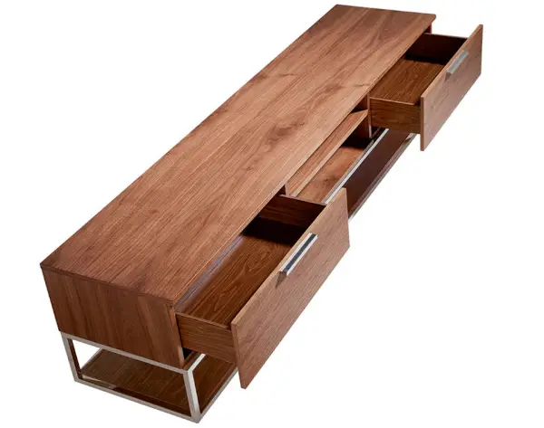 Mesa de televisión acero y nogal Beori