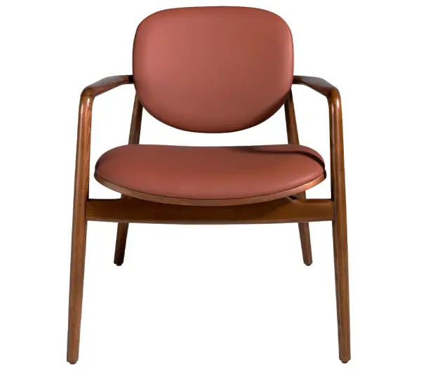 Sillón tapizado en polipiel y patas madera de fresno Ternis