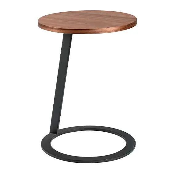 Mesa de rincón metal y nogal Nyreen