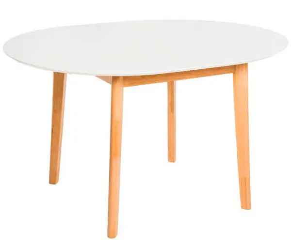 Mesa de comedor redonda extensible roble y blanco Liana