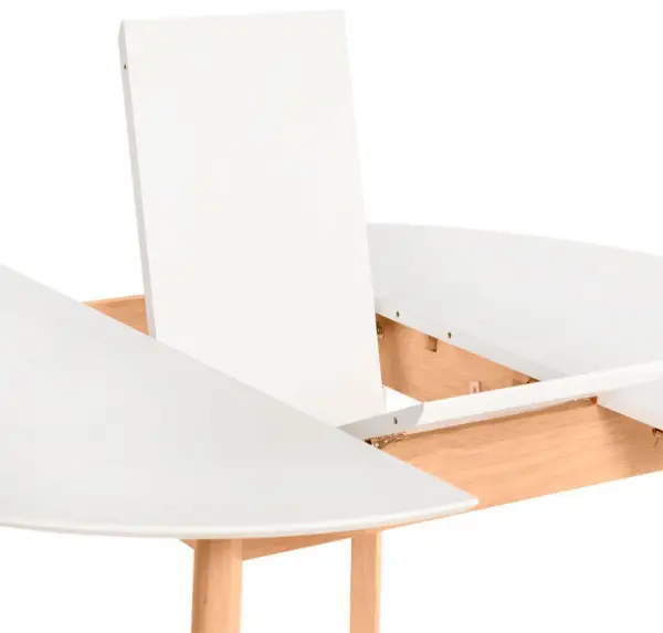 Mesa de comedor redonda extensible roble y blanco Liana