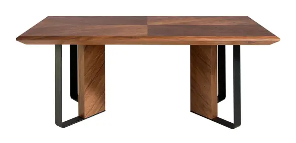 Mesa de centro rectangular en nogal y acero negro Hollow