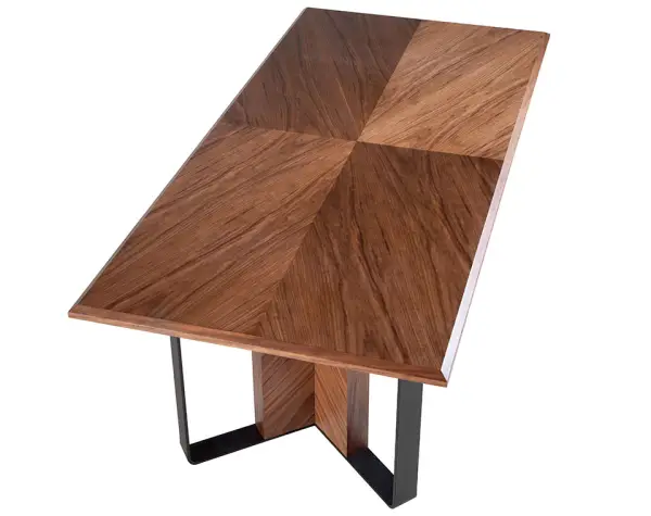 Mesa de centro rectangular en nogal y acero negro Hollow