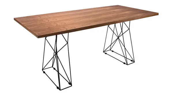 Mesa de comedor industrial nogal y metal negro Saranac