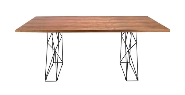 Mesa de comedor industrial nogal y metal negro Saranac