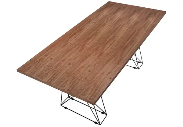 Mesa de comedor industrial nogal y metal negro Saranac