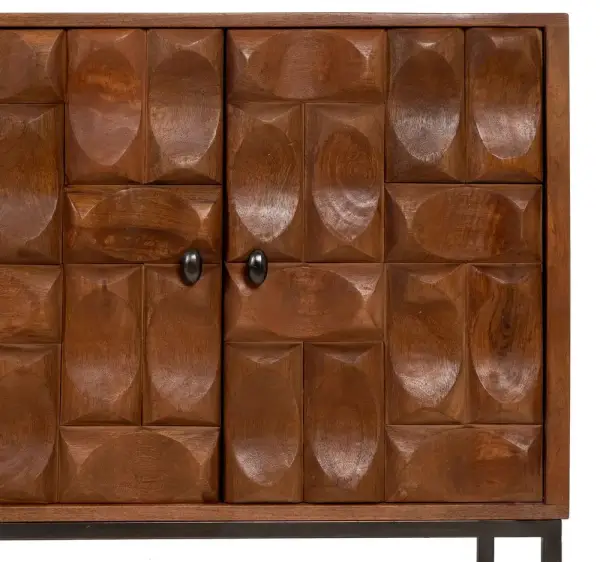 Aparador 4 puertas madera de mango y hierro Pimeos