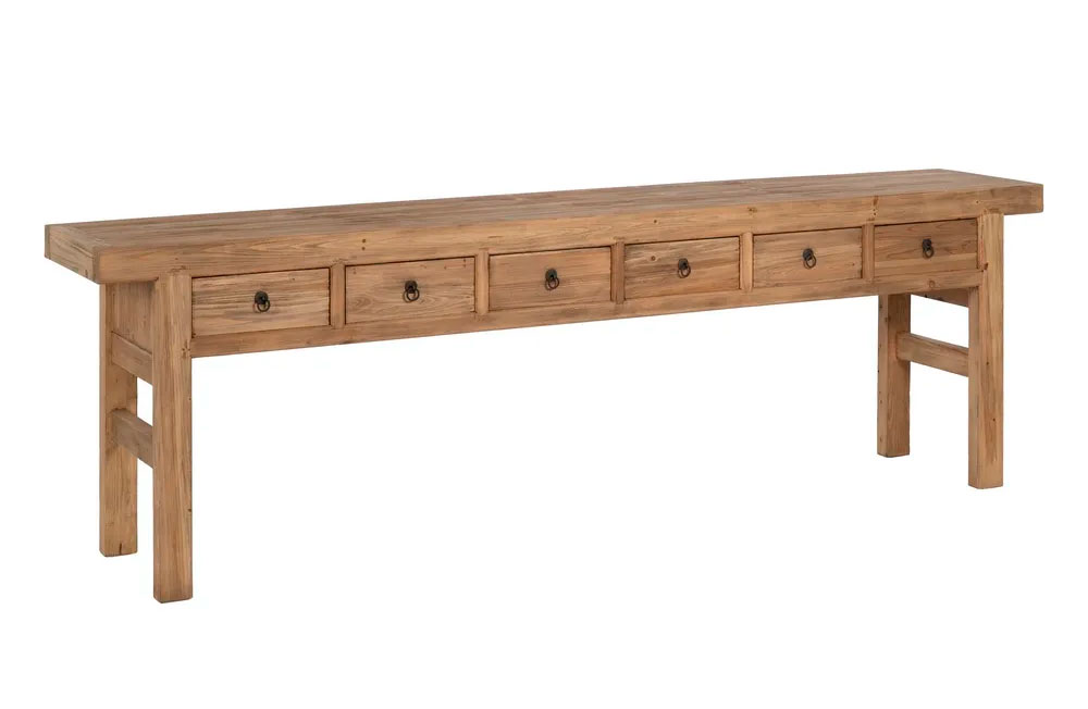 Consola 6 cajones natural madera de olmo