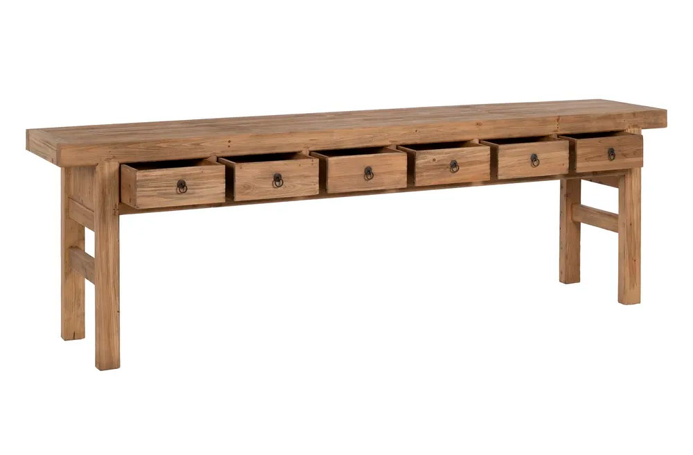 Consola 6 cajones natural madera de olmo