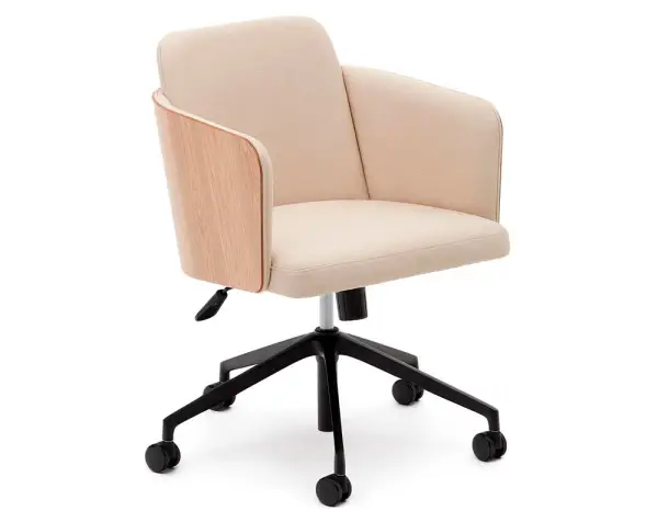 Silla de despacho tapizado beige y fresno Madai