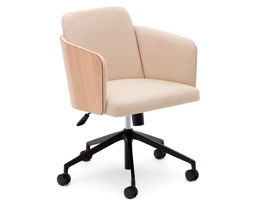 Silla de despacho tapizado beige y fresno Madai